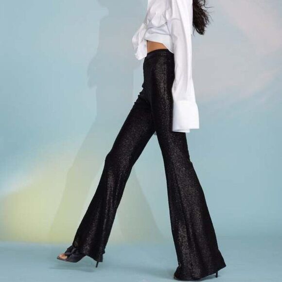 Cynthia Rowley Matte Sequin Flare Pants 6 - Picture 1 of 9